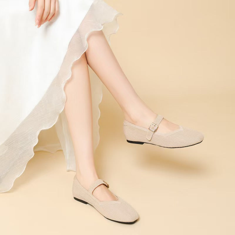 👞 ΠΕΡΙΟΡΙΣΜΕΝΗ ΔΙΑΡΚΕΙΑ ΕΚΠΤΩΣΗΣ 50%! ✨ Αεριζόμενες μπαλαρίνες με τετράγωνη μύτη – Πλεκτές, ελαφριές, άνετες 👣