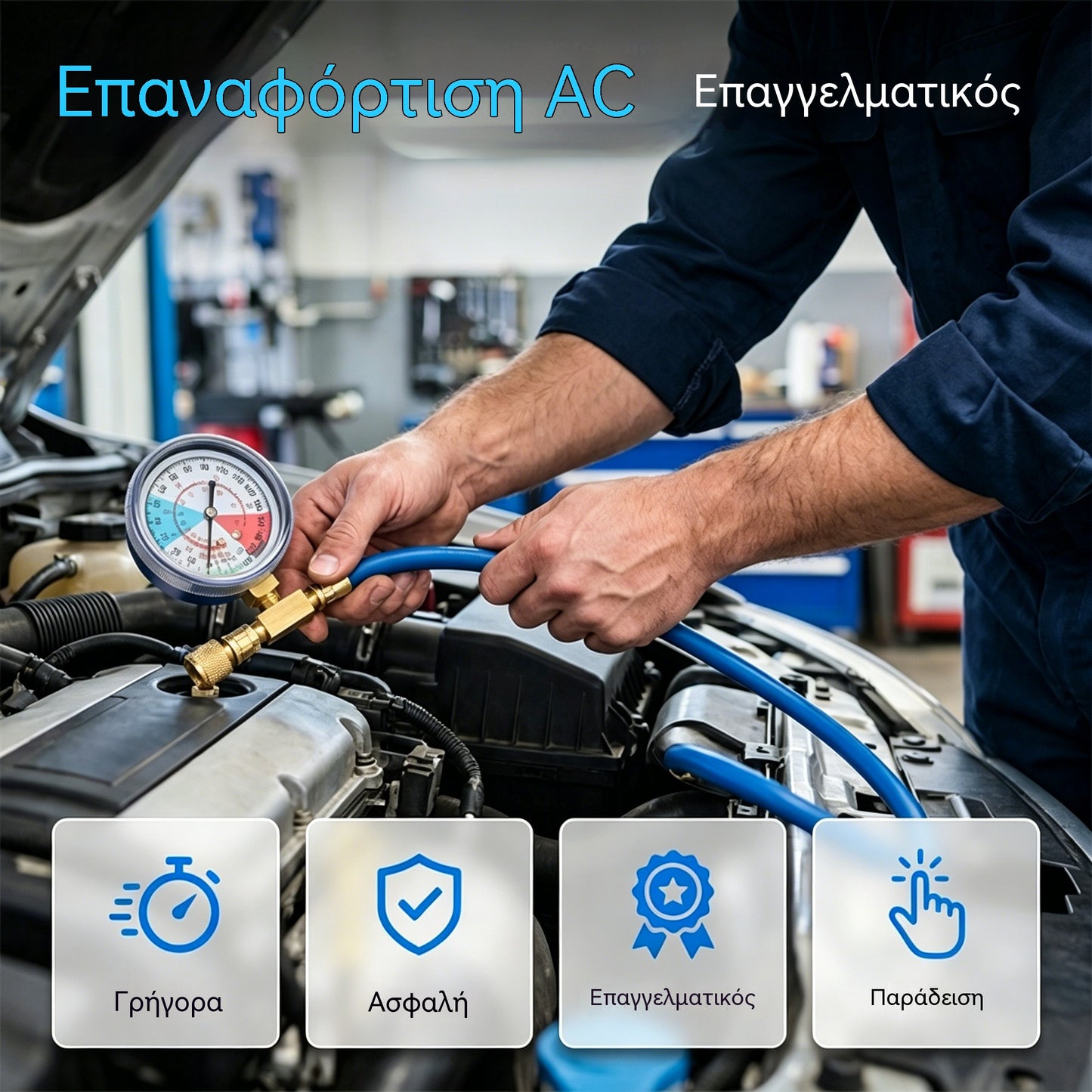 🔧❄️ Σωλήνας επαναφόρτισης ψυκτικού AC R134a με μετρητή – Στεγανός, ευανάγνωστος και συμβατός με αυτοκίνητα, φορτηγά ή οικιακά κλιματιστικά – Ασφαλής επαναφόρτιση DIY 🚗