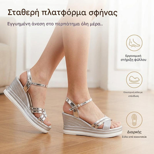 【37-42】Γυναικεία σανδάλια με πλατφόρμες, σχέδιο που αυξάνει το ύψος