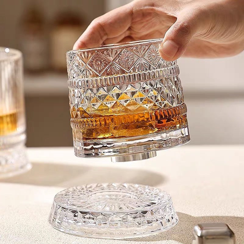 🥛💎Ποτήρι ουίσκι που περιστρέφεται 360°