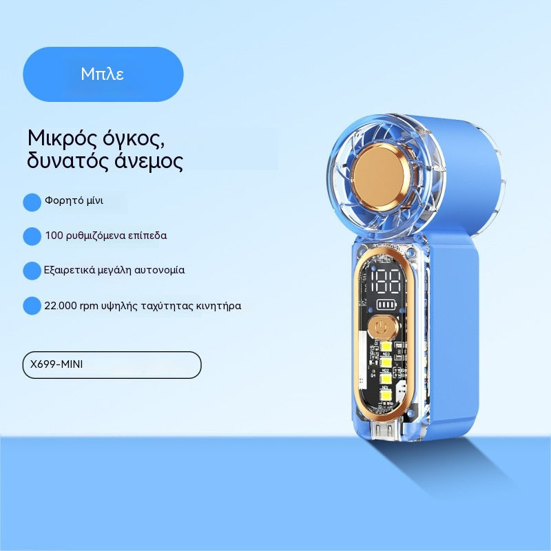 Μικρός φορητός ανεμιστήρας με υψηλή ταχύτητα και μεγάλη διάρκεια ζωής.