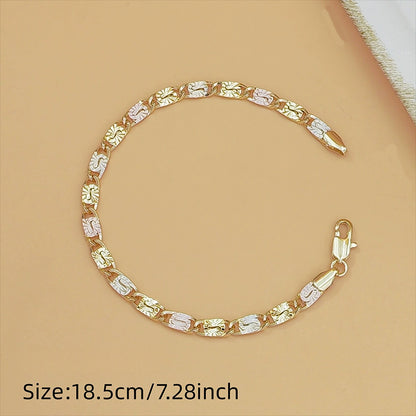 💎 Unisex τρίχρωμο βραχιόλι με κρίκους – Χρυσό/Ροζ Χρυσό/Ασημί, πολυεδρική κοπή, κούμπωμα αστακού 🖤