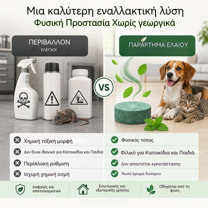 🏠🛡️ Γενικής χρήσης χάπια απώθησης εντόμων και τρωκτικών – Ασφαλή για κατοικίδια και άγρια ζωή. Μη τοξικά και αποτελεσματικά. Κατάλληλα για εσωτερική και εξωτερική χρήση. 🐾✅