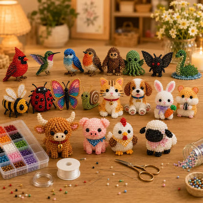 🐮 Κιτ DIY με τρισδιάστατες χάντρες για ζώα – Χαριτωμένο και φιλικό προς τους αρχάριους, ιδανικό για διακόσμηση, χαλάρωση και δώρα.