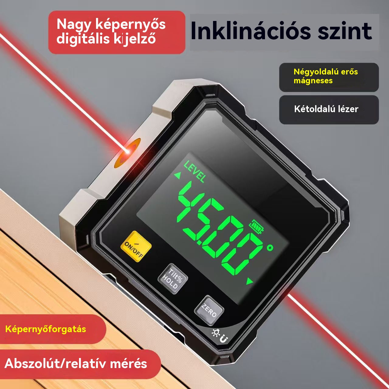 【50% έκπτωση✨】📐 Μαγνητικό ψηφιακό μοιρογνωμόνιο τεσσάρων όψεων με λέιζερ 👷👍