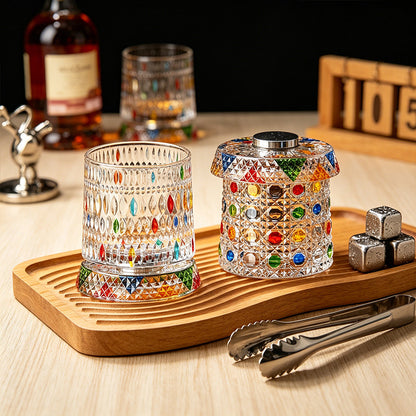 🥃【270ml】💎Ποτήρι ουίσκι περιστρεφόμενο 360°, βαμμένο ποτήρι ποτού κατά του στρες