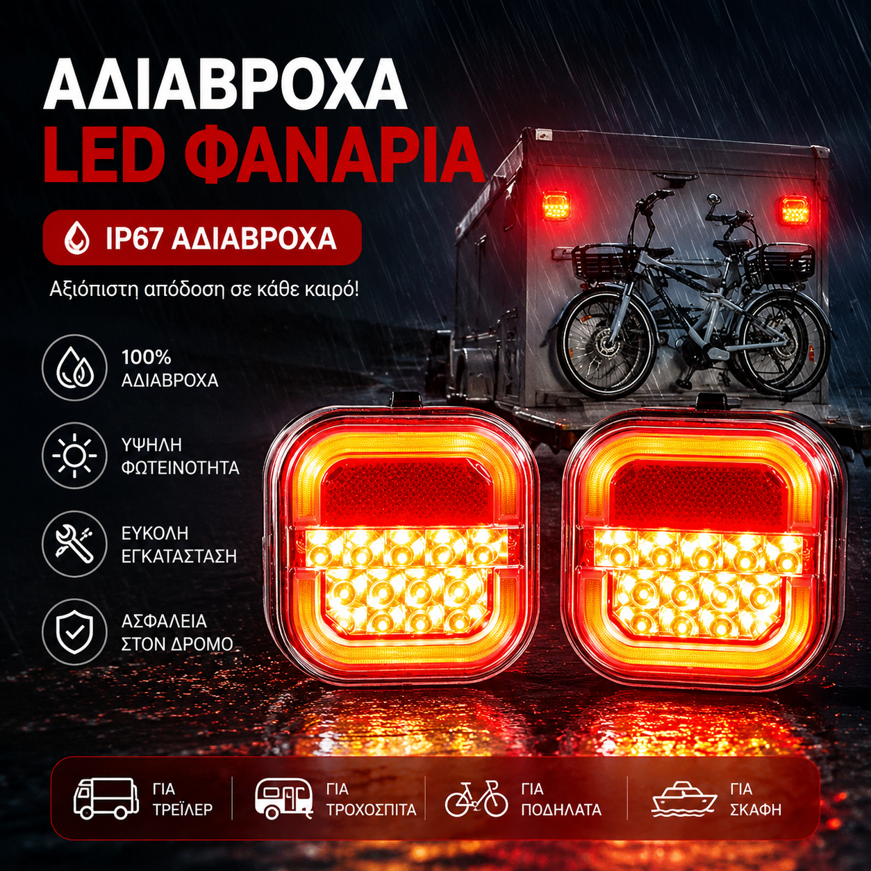 🔥🚦 Φώτα LED για τρέιλερ αυτοκινήτου