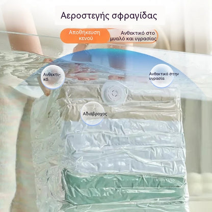 ✨🗃️ 5 τεμάχια για 31 ευρώ 💨 Μεγάλη, συμπιέσιμη τσάντα αποθήκευσης κενού αέρος: δεν απαιτείται αντλία, στεγανή και ιδανική για εξοικονόμηση χώρου στις βαλίτσες και στο σπίτι ✈️