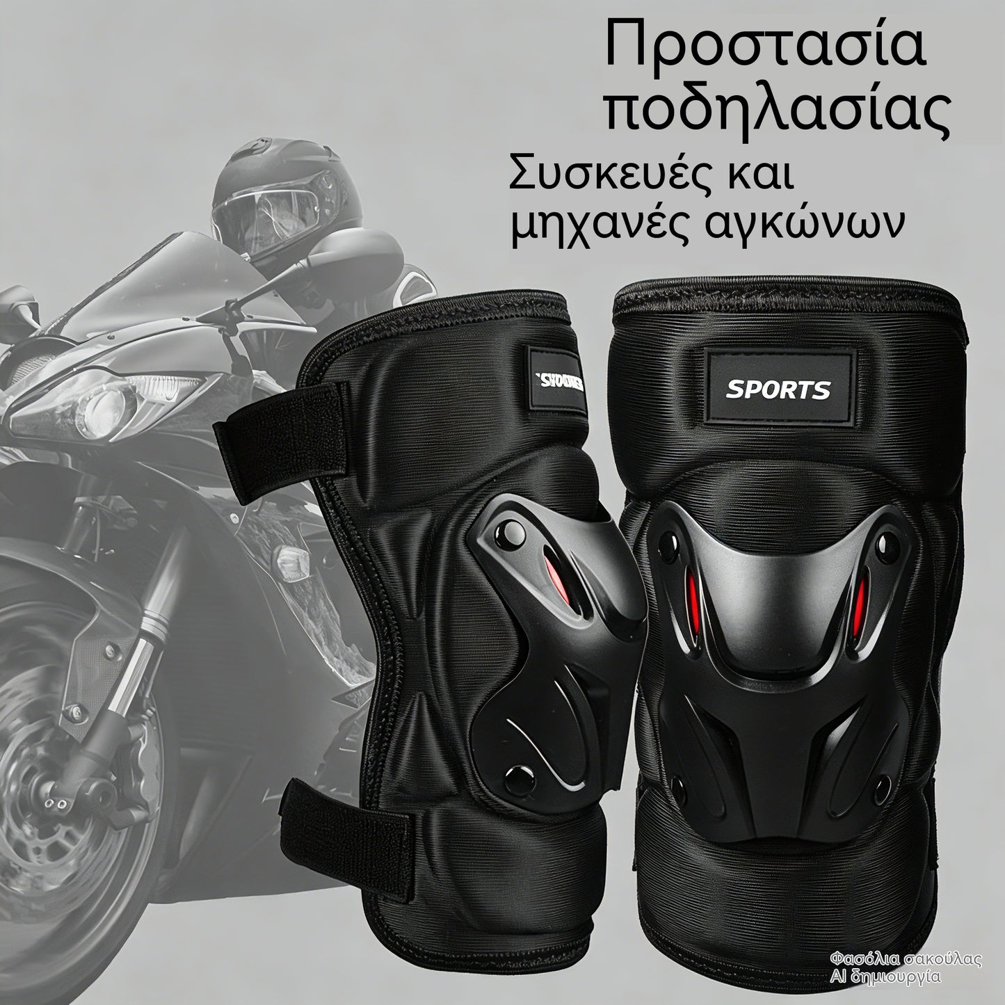 🏍️🛡️ Σετ επιγονατίδων και αγκώνων μοτοσικλέτας – Ανθεκτικά στις κρούσεις, ρυθμιζόμενα λουράκια και αναπνεύσιμη επένδυση – Απαραίτητο για ασφάλεια κατά την οδήγηση, το πατινάζ ή την ποδηλασία 💪