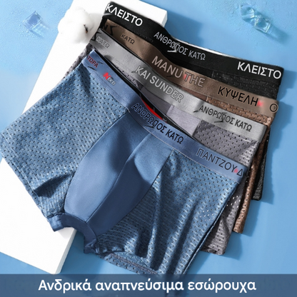 🔥【8 τεμάχια】🧊Ανδρικά άνετα, αναπνεύσιμα, μεταξωτά μποξεράκια από πλέγμα Ice Silk