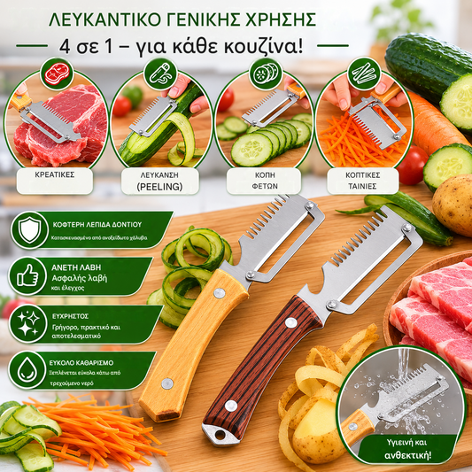 ✅Αγοράστε 1, πάρτε 1 δωρεάν (δύο τεμάχια)🧅🔪 Πολυλειτουργικός αποφλοιωτής κουζίνας 3 σε 1: Ξεφλουδίζει, ψιλοκόβει λαχανικά, κόβει κρέας, ανοίγει μπουκάλια! 🔥