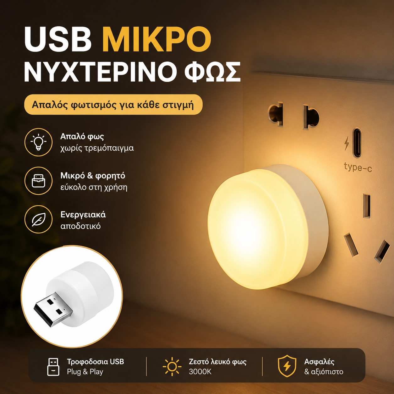 💡【10 τεμάχια】Δημιουργικό νυχτερινό φως USB, ασύρματη προστασία ματιών, μικρό επιτραπέζιο φωτιστικό για υπνοδωμάτιο, διακοσμητικά στολίδια με σύνδεση, ατμοσφαιρικό νυχτερινό φως