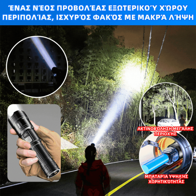 ✨Ένας νέος προβολέας εξωτερικού χώρου περιπολίας, ισχυρός φακός με μακρά λήψη