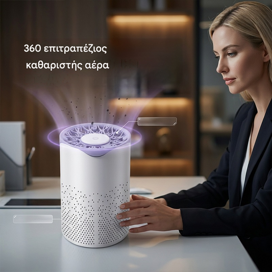 🔄🍃Επιτραπέζιος καθαριστής αέρα 360° με τροφοδοτικό USB