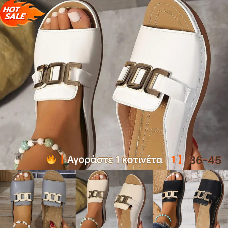 🔥[36-45]👡Νέα Σανδάλια με Επίπεδο Τακούνι και Χοντρό Πάτο με Ψαρομάντιλο