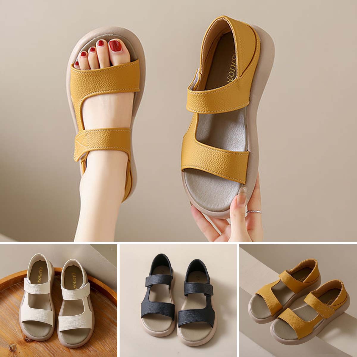 🔥【Μεγέθη 35-43】👡2026 Ρετρό καλοκαιρινά μονόποδα σανδάλια από μαλακό δέρμα και μαλακή σόλα