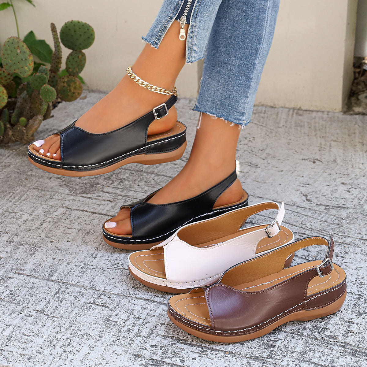 👡 Ρωμαϊκά σανδάλια από δέρμα αγελάδας υψηλής ποιότητας – Χοντρή ανατομική σόλα, γρήγορο κλείσιμο με Velcro και μεγάλα μεγέθη 36-43! ☀️✨