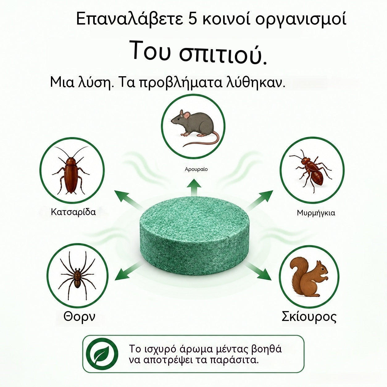 🏠🛡️ Γενικής χρήσης χάπια απώθησης εντόμων και τρωκτικών – Ασφαλή για κατοικίδια και άγρια ζωή. Μη τοξικά και αποτελεσματικά. Κατάλληλα για εσωτερική και εξωτερική χρήση. 🐾✅