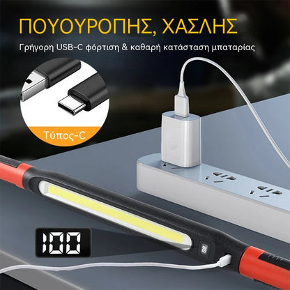 📢💡 Επαναφορτιζόμενος φακός εργασίας 4 σε 1: Hands-free, οπουδήποτε.