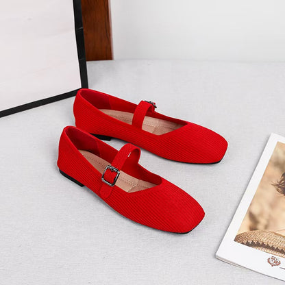 👞 ΠΕΡΙΟΡΙΣΜΕΝΗ ΔΙΑΡΚΕΙΑ ΕΚΠΤΩΣΗΣ 50%! ✨ Αεριζόμενες μπαλαρίνες με τετράγωνη μύτη – Πλεκτές, ελαφριές, άνετες 👣