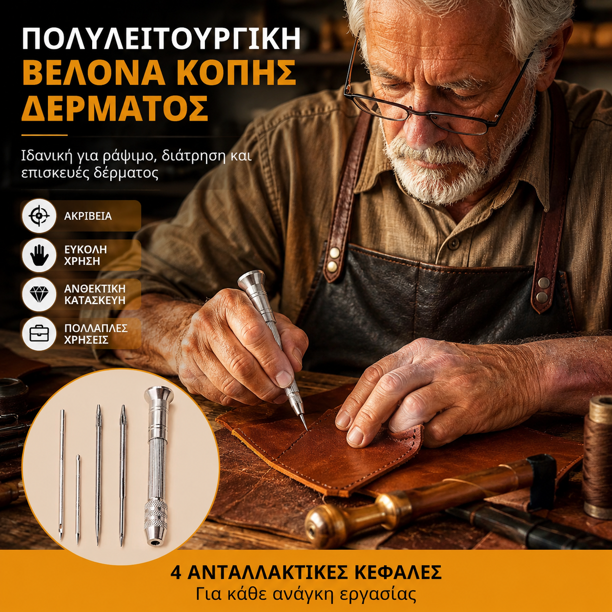 🧵【Αγοράστε 1 και πάρτε 1 δωρεάν】👞 Σετ βελόνων ραψίματος 5 σε 1 με εναλλάξιμες βελόνες – Επαγγελματικό κιτ για επισκευή παπουτσιών και δερμάτινες κατασκευές 🛠️✨