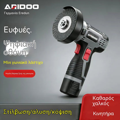 🧰Μίνι γωνιακός τροχός 12V με δίσκο κοπής