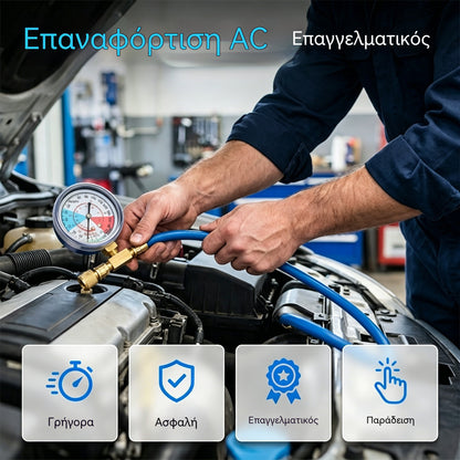🔧❄️ Σωλήνας επαναφόρτισης ψυκτικού AC R134a με μετρητή – Στεγανός, ευανάγνωστος και συμβατός με αυτοκίνητα, φορτηγά ή οικιακά κλιματιστικά – Ασφαλής επαναφόρτιση DIY 🚗