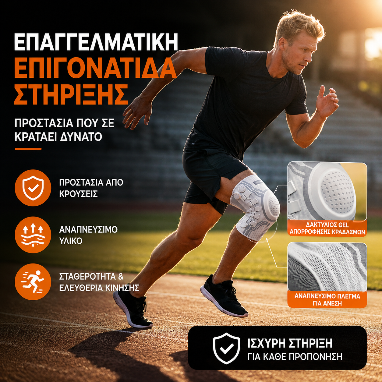 ❄️ Καλοκαιρινή φρεσκάδα: 50% έκπτωση! 💪 Αθλητική επιγονατίδα με σύστημα σταθερότητας – Αντιολισθητική επιγονατίδα για γυμναστική, τρέξιμο και καθημερινή χρήση