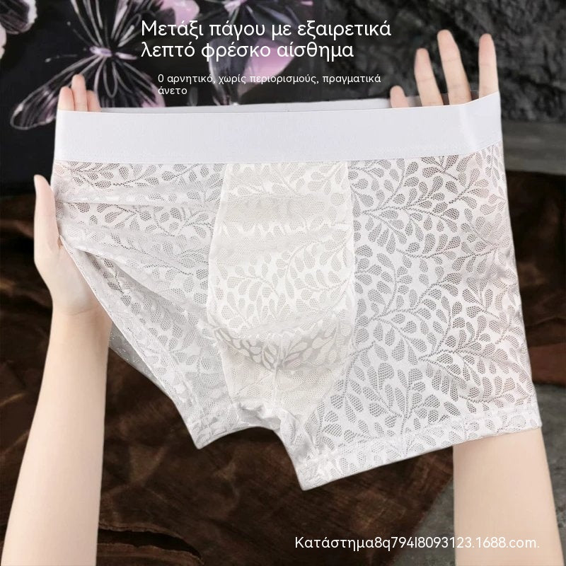 【L-4XL】Ανδρικό εσώρουχο από μετάξι Ice Mesh, Plus Size, αναπνεύσιμο.