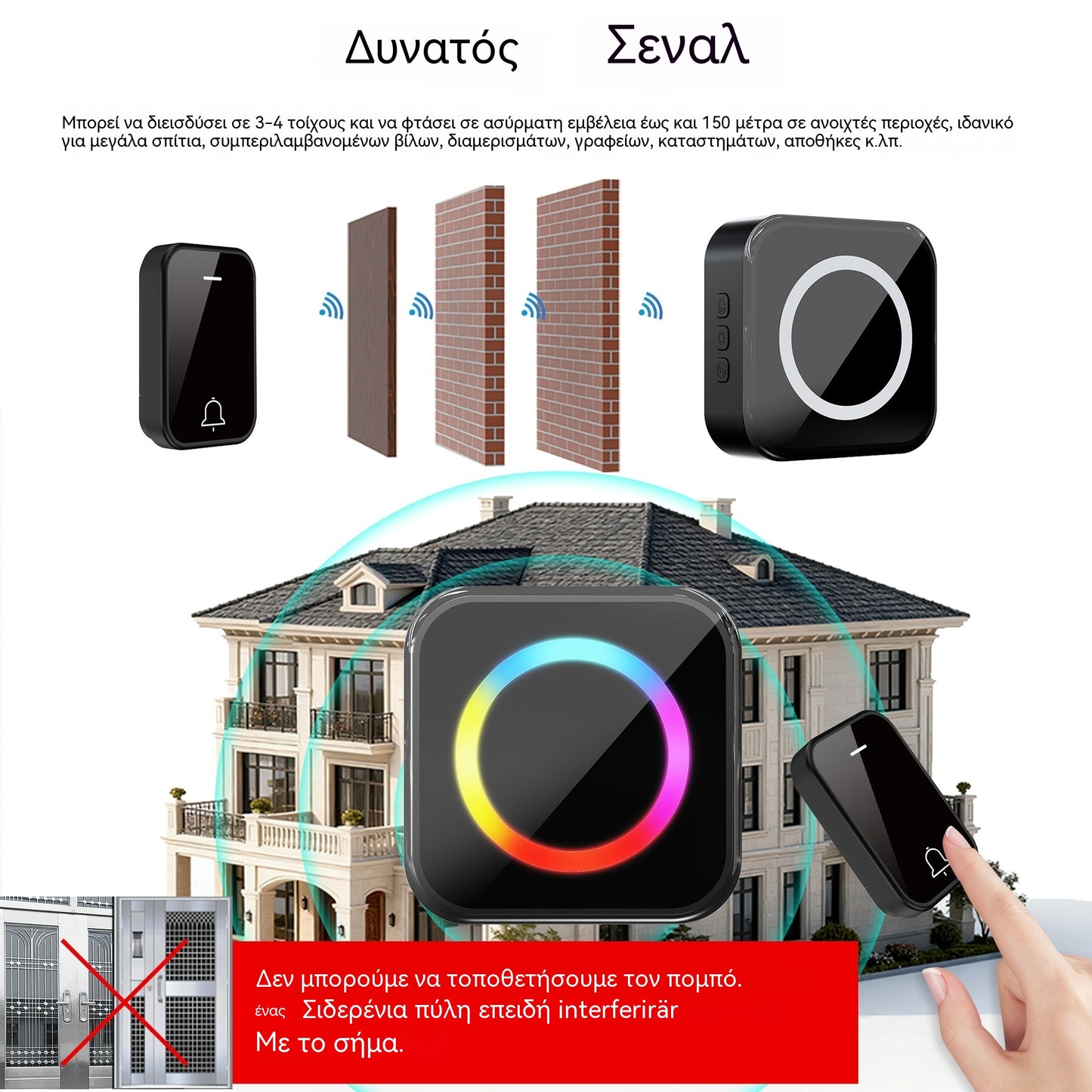 🔔🏠 Έξυπνο Ασύρματο Κουδούνι 2 σε 1 – Ασύρματο, Αδιάβροχο & Εύκολο στην Εγκατάσταση