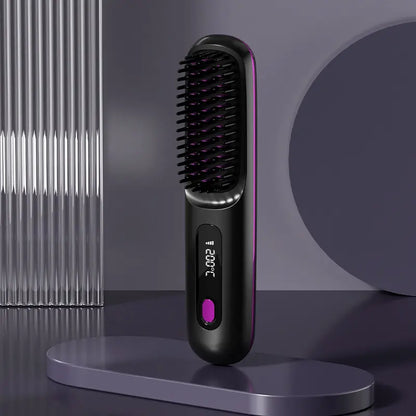 💇‍♀️【Μία βούρτσα = ίσια μαλλιά】Φορητή χτένα ισιώματος μαλλιών με αρνητικά ιόντα