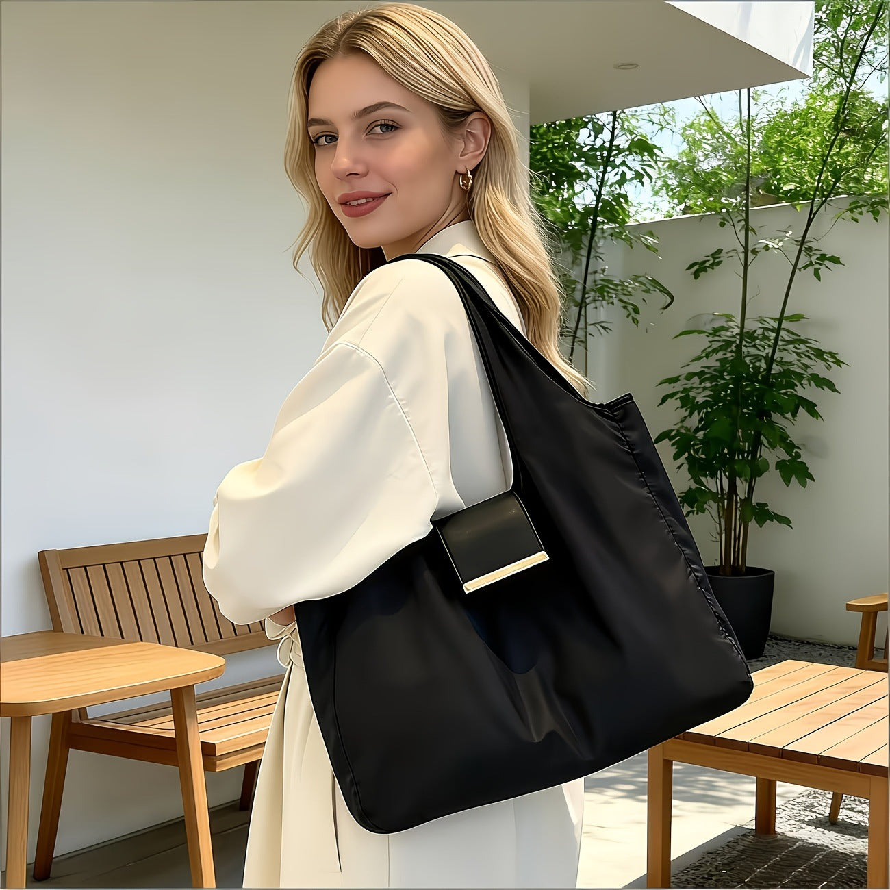 Τσάντα Tote με μπρελόκ 🛒 Δύο σε ένα, μεγάλης χωρητικότητας τσάντα αγορών, φορητή, οικολογική και ελαφριά ✨