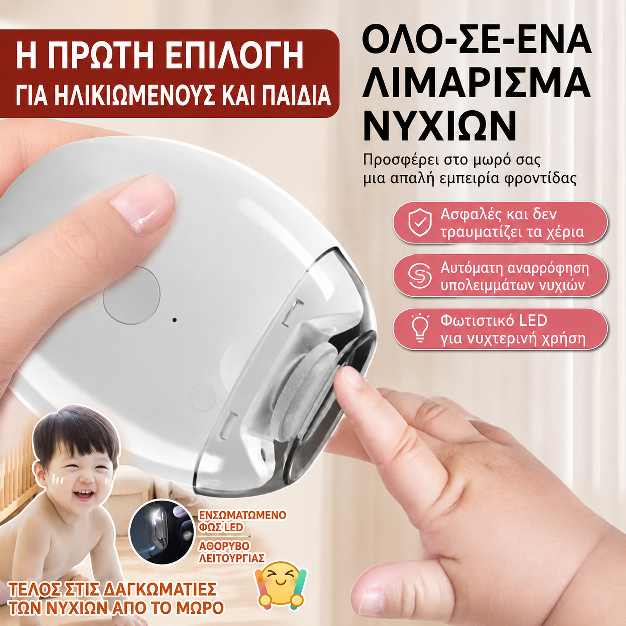 2 τεμάχιο 28 ευρώ💅 Προσφορά περιορισμένης διάρκειας✨ Αυτόματη λίμα νυχιών γενικής χρήσης 1, ασφαλής και απαλή φροντίδα νυχιών 👶🔧