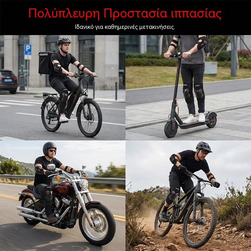 🏍️🛡️ Σετ επιγονατίδων και αγκώνων μοτοσικλέτας – Ανθεκτικά στις κρούσεις, ρυθμιζόμενα λουράκια και αναπνεύσιμη επένδυση – Απαραίτητο για ασφάλεια κατά την οδήγηση, το πατινάζ ή την ποδηλασία 💪