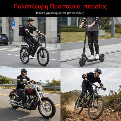 🏍️🛡️ Σετ επιγονατίδων και αγκώνων μοτοσικλέτας – Ανθεκτικά στις κρούσεις, ρυθμιζόμενα λουράκια και αναπνεύσιμη επένδυση – Απαραίτητο για ασφάλεια κατά την οδήγηση, το πατινάζ ή την ποδηλασία 💪