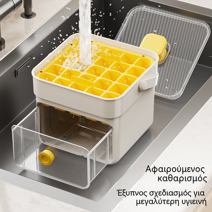 ✨🧊 Φορητή παγομηχανή | Με καπάκι και δοχείο αποθήκευσης πάγου (φτιάχνει 50 παγάκια ταυτόχρονα)