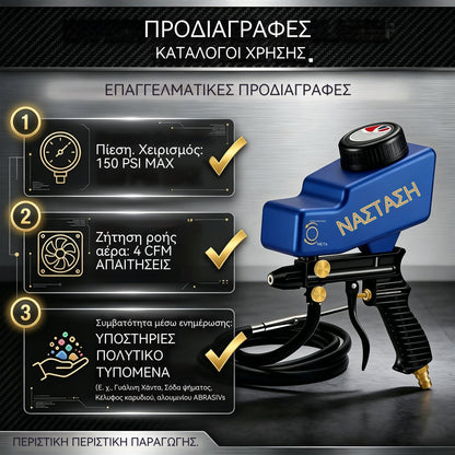 🔫✨ Φορητό πιστόλι αμμοβολής με τροφοδοσία βαρύτητας – για αφαίρεση σκουριάς, χάραξη και αφαίρεση γρεζιών