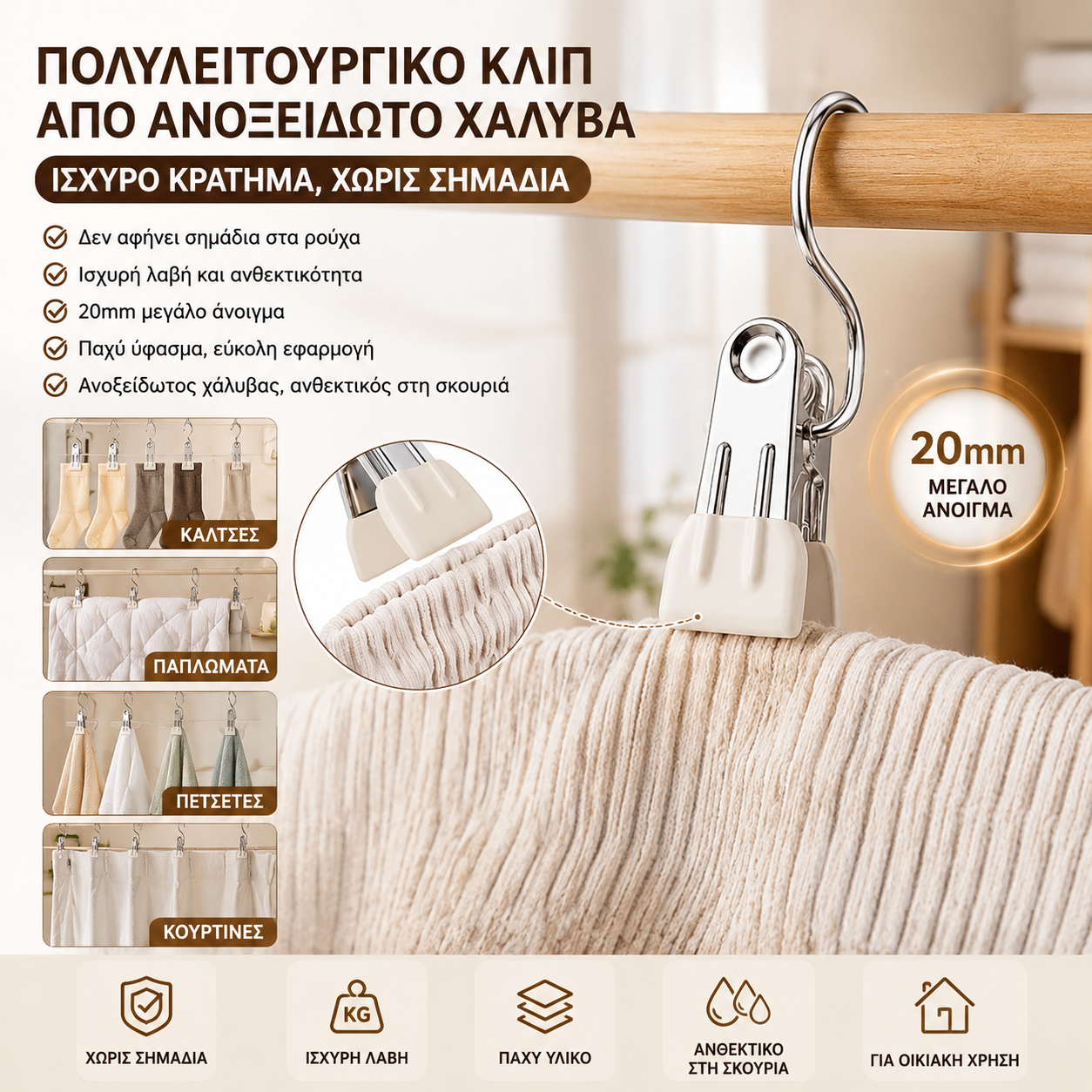 10 τεμάχια για 20 ευρώ 🧷 Πολυλειτουργικά μανταλάκια με γάντζο 🧺✨