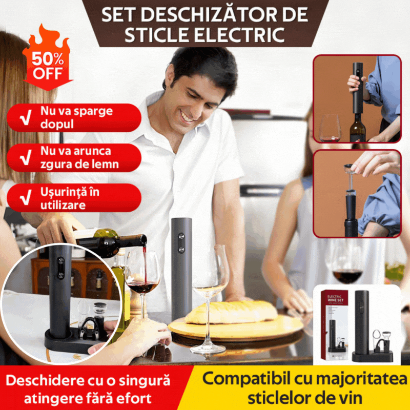 Ηλεκτρικό Σετ ανοιχτήρι κρασιού🍷【Το τέλειο δώρο για κάθε περίσταση】Ένα υπέροχο δώρο για κάθε λάτρη του κρασιού στη ζωή σας