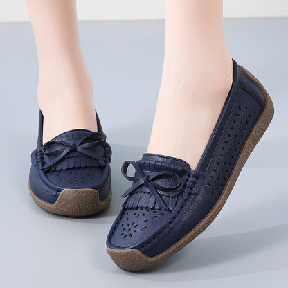 🌼【Μεγέθη 35-44】Γυναικεία καλοκαιρινά παπούτσια από γνήσιο δέρμα με κοίλωμα, αναπνεύσιμο και μαλακή σόλα