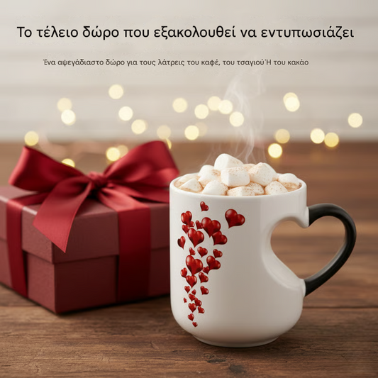 💝Κεραμική κούπα για την ημέρα του Αγίου Βαλεντίνου με λαβή σε σχήμα καρδιάς που αλλάζει χρώμα✨