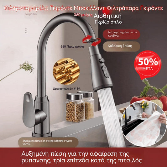 🚰【30% ΕΚΠΤΩΣΗ】Ακροφύσιο φίλτρου βρύσης με περιστροφή 360°