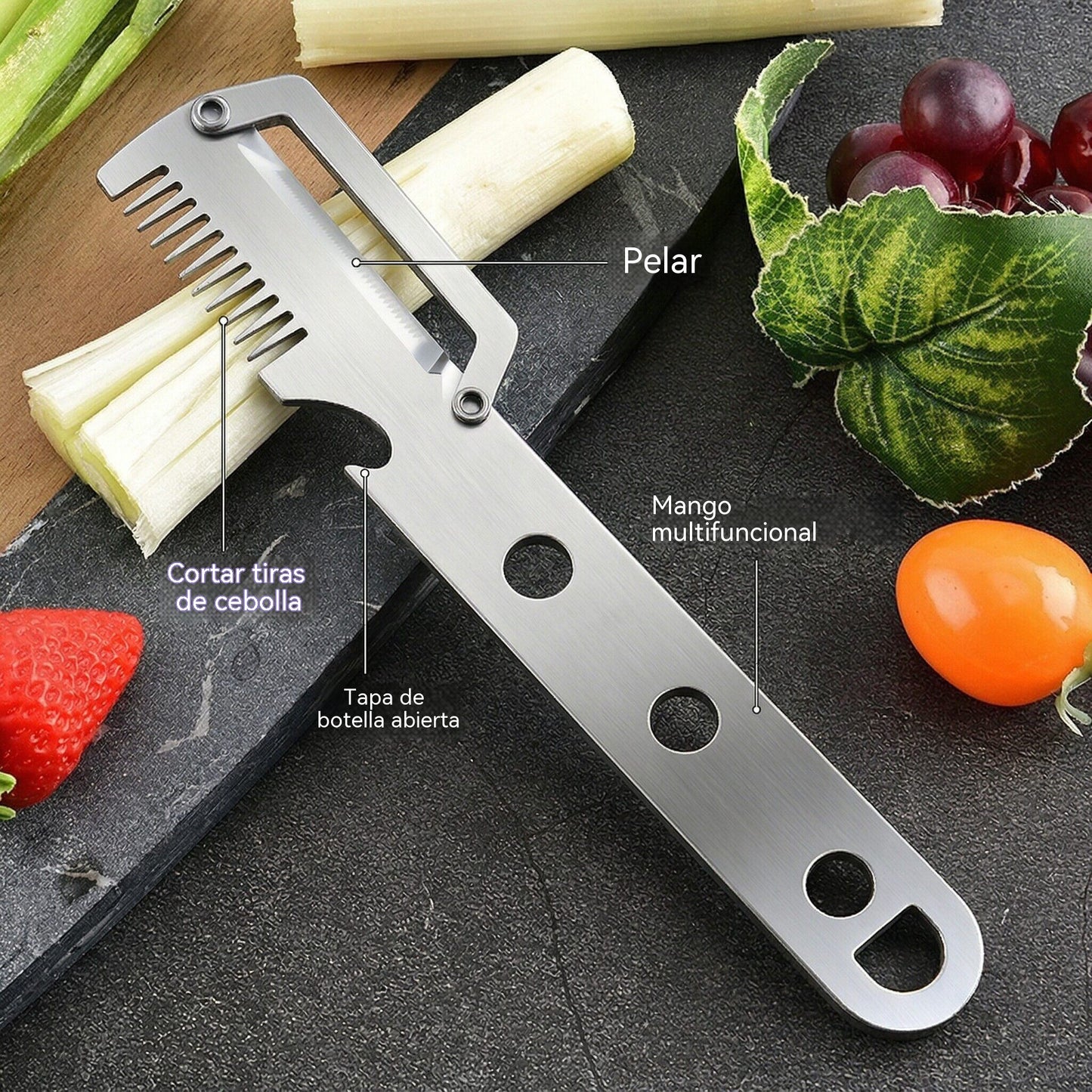 🔪✨【Αγοράστε ένα, πάρτε ένα δωρεάν】Αποφλοιωτής από ανοξείδωτο ατσάλι 3 σε 1, ανθεκτικός, κατασκευασμένος εξ ολοκλήρου από ατσάλι, με άνετη λαβή.