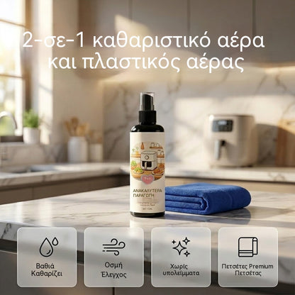 🔥【2 τεμάχια + πετσέτα】 ✨ Σπρέι καθαρισμού και απολίπανσης 2 σε 1 για φριτέζες αέρα