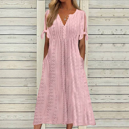 【🏆Προϊόντα με τις μεγαλύτερες πωλήσεις】👗 Απλό και ντελικάτο μονόχρωμο φόρεμα