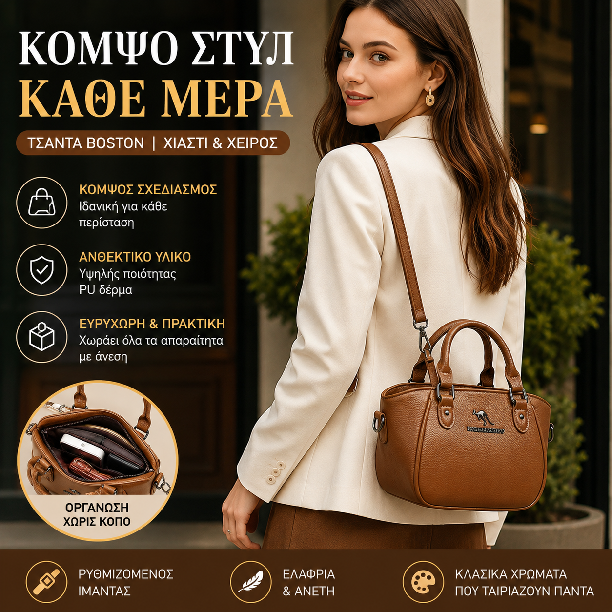 📢📢49% ΕΚΠΤΩΣΗ !! ⏰Κομψή τσάντα χειρός σε ρετρό στυλ Boston