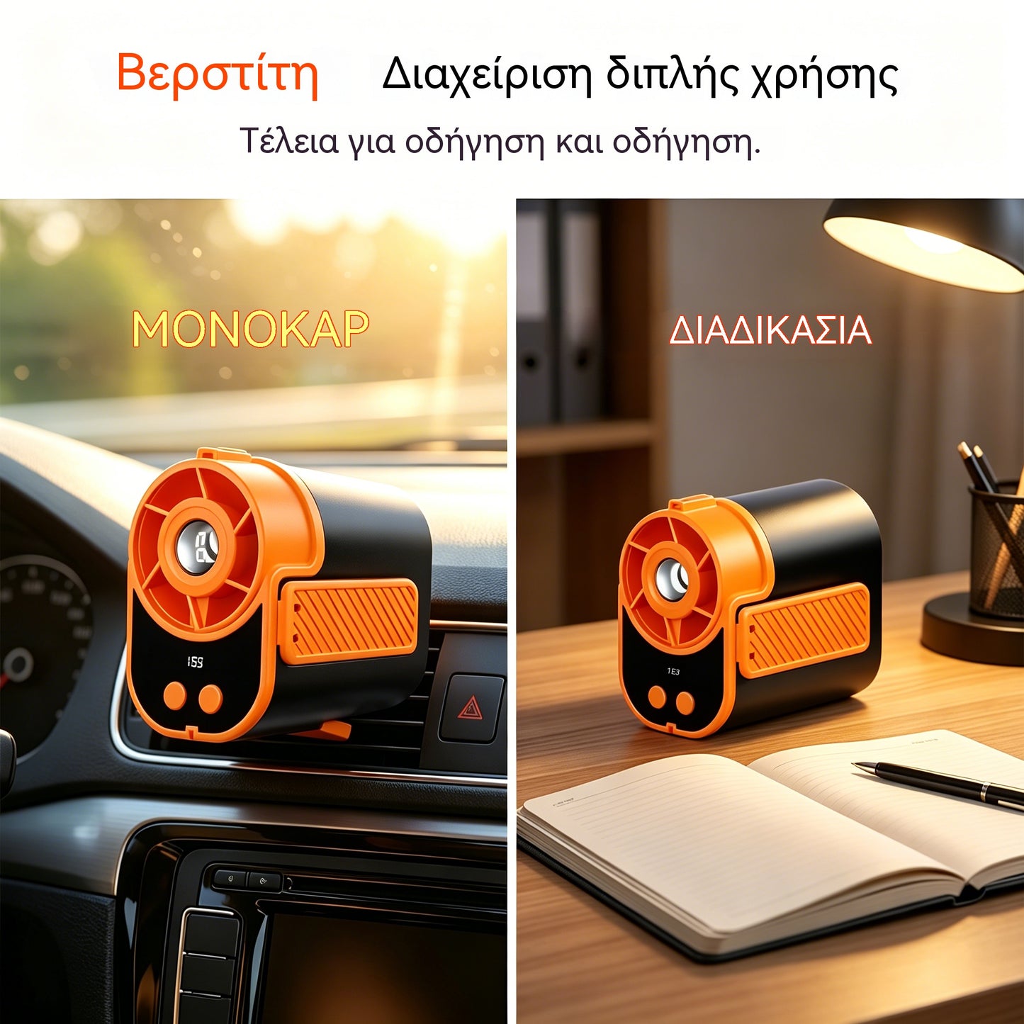 🌀 Ανεμιστήρας hands-free με οθόνη LED, ενσωματωμένο κλιπ και 199 ρυθμιζόμενα επίπεδα
