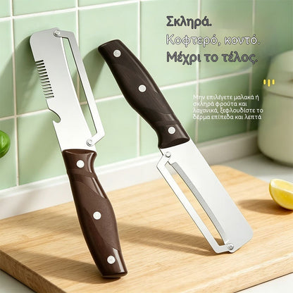 ✅【Αγοράστε 1 και πάρτε 1 δωρεάν!】🧅🔪 Πολυλειτουργικός Αποφλοιωτής Κουζίνας 3 σε 1: Ξεφλουδίζει, κόβει σε φέτες και ανοίγει καπάκια μπουκαλιών! 🔥