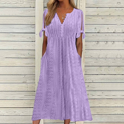 【🏆Προϊόντα με τις μεγαλύτερες πωλήσεις】👗 Απλό και ντελικάτο μονόχρωμο φόρεμα