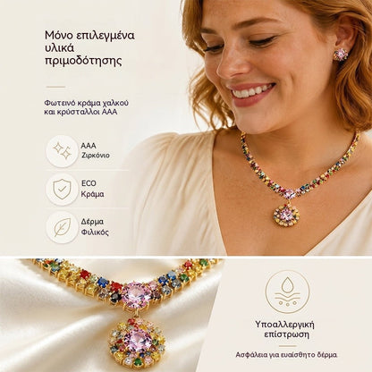 💎 ✨ Σετ κολιέ και σκουλαρίκια με λαμπερά κυβικά ζιρκόνια: Διαχρονική κομψότητα, η τέλεια επιλογή δώρου 💍
